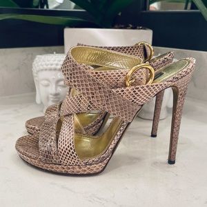 DOLCE AND GABBANA SNAKESKIN WRAP SANDALS